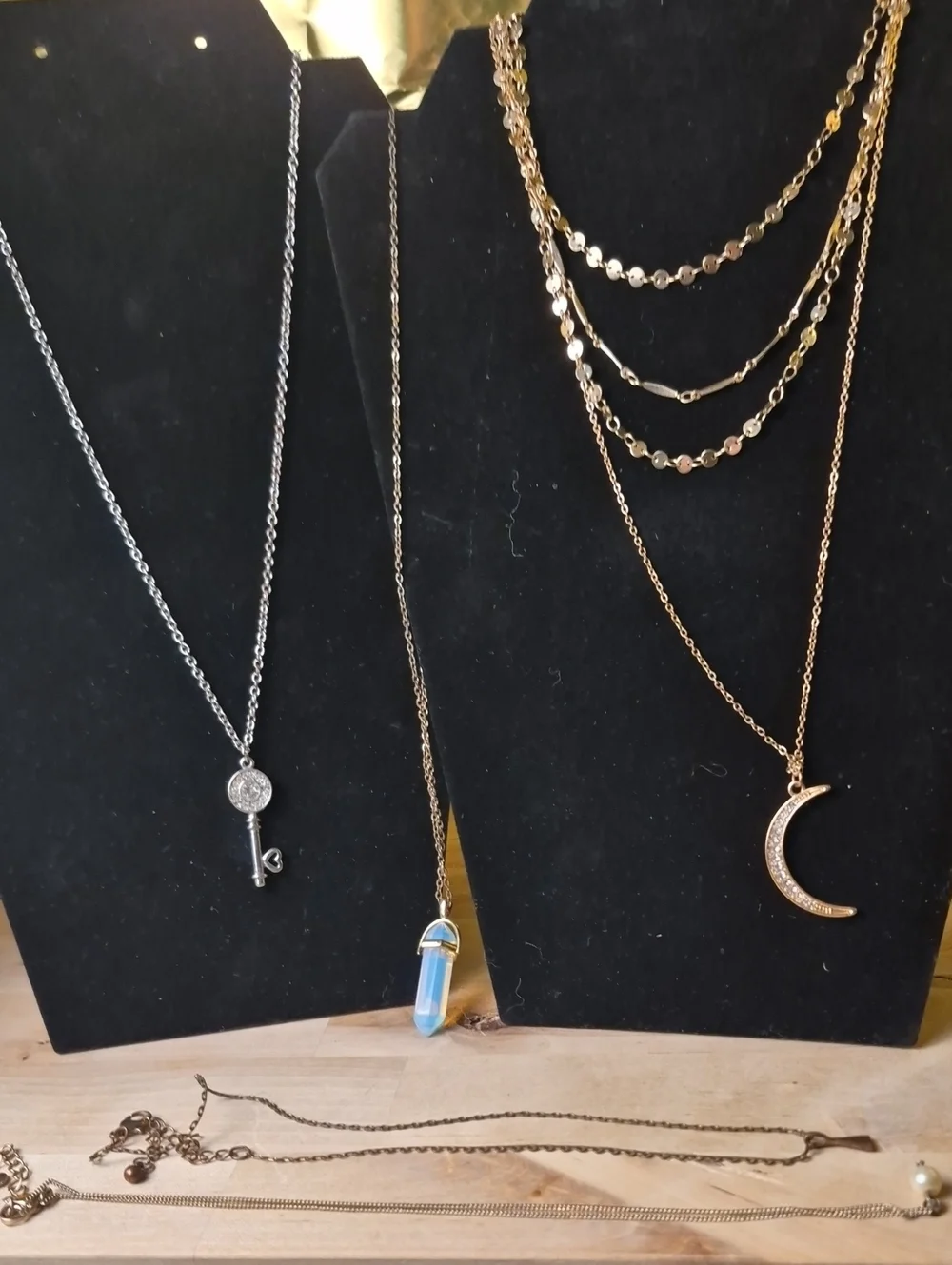 Gold Crescent Moon Layered Necklace - Women Jewelry